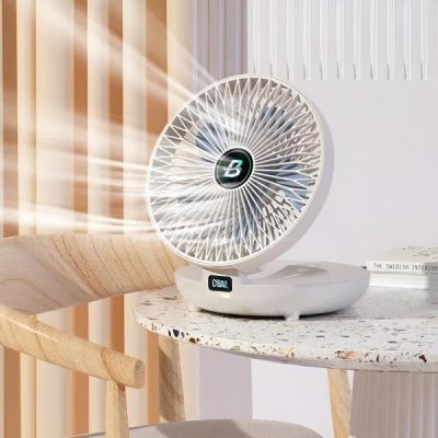 Prenosni mini ventilator - 120° oscilacija, daljinec, 12h baterija | AIRCOLIO