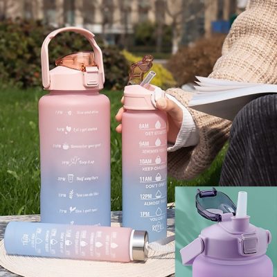 Paket 3 steklenic za vodo z motivacijskimi citati in merilnikom prostornine | STARTRIO