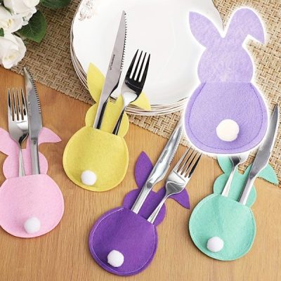Velikonočni ovitki za pribor z motivom zajčka (4 kosi) | BUNNYCUTLERY